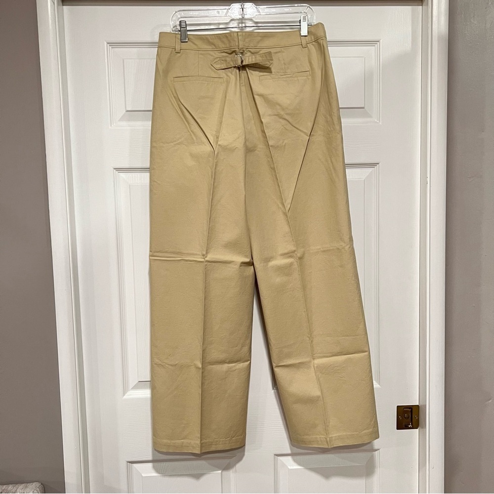 New! J. Crew Full-length wide-leg trouser in cotton blend Tan Khaki Size 10 #L07 - Picture 6 of 13